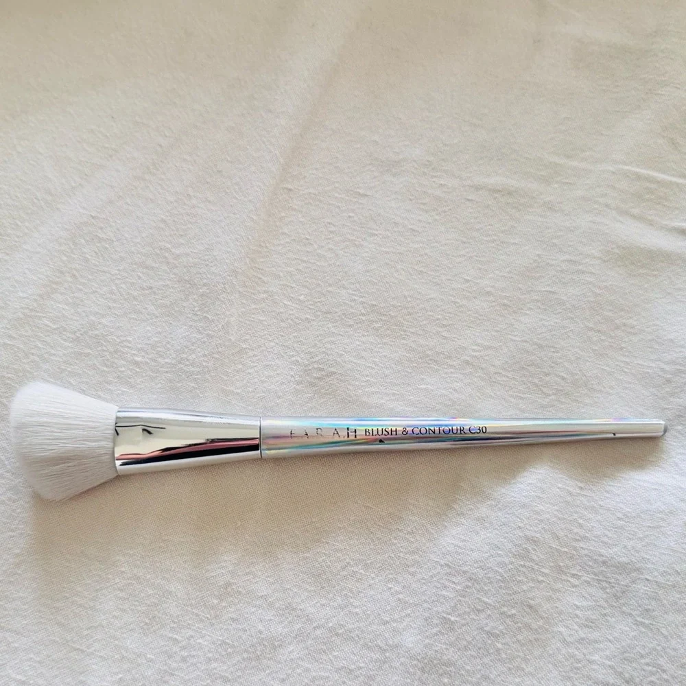 F.A.R.A.H 2 Holographic Duo Silver Makeup Brush Set Powder Contour Blush Brushes